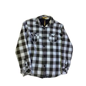 Y2K Billabong Light Blue & Black Plaid Skate Flannel Jacket Men’s Large